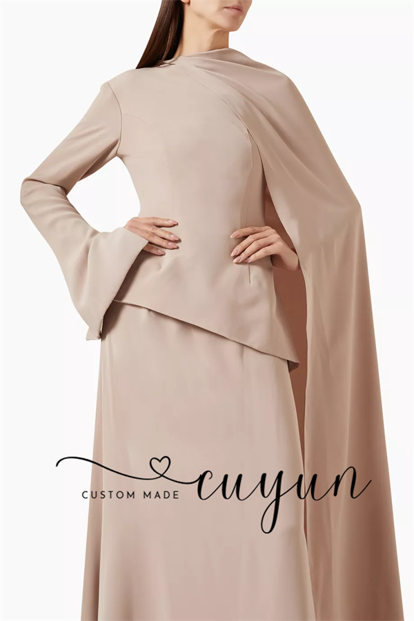 CUYUN Customized Khaki Modest  - Women'S Formal Wear Wedding Guest review and price