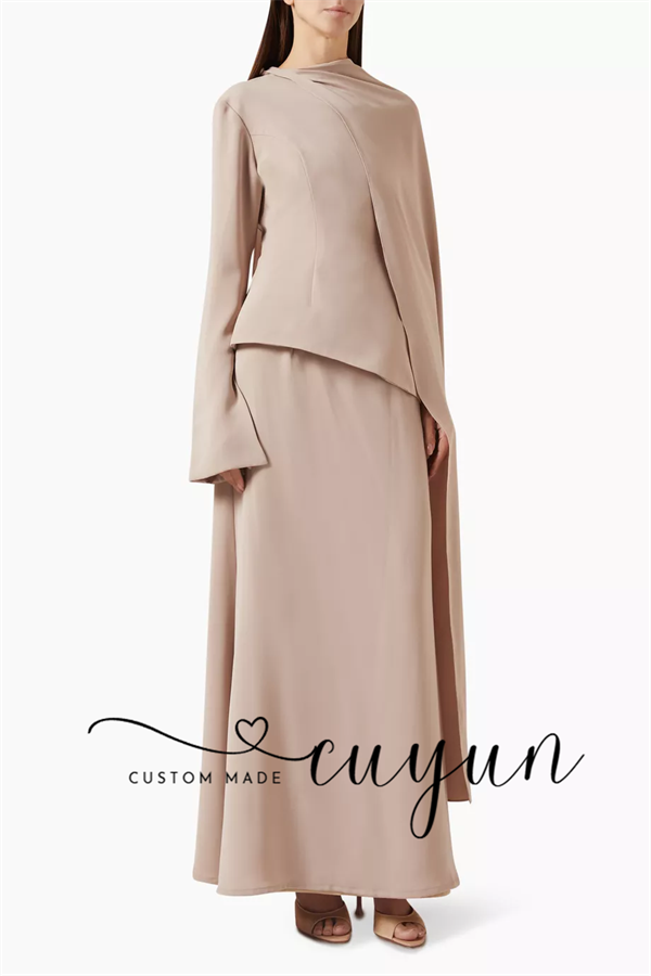 CUYUN Customized Khaki Modest  - Women'S Formal Wear Wedding Guest review and price