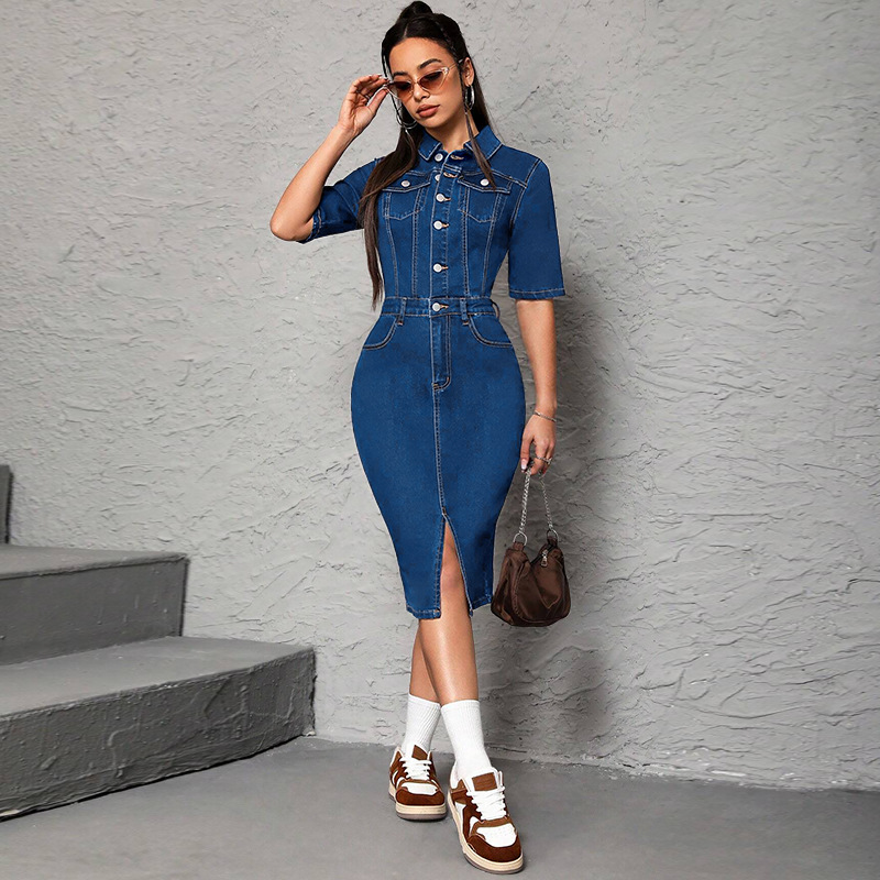 Women Long Dress Turn Down Col - Wrap Dress Work review and price
