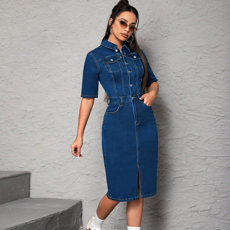 Women Long Dress Turn Down Col - Wrap Dress Work review and price