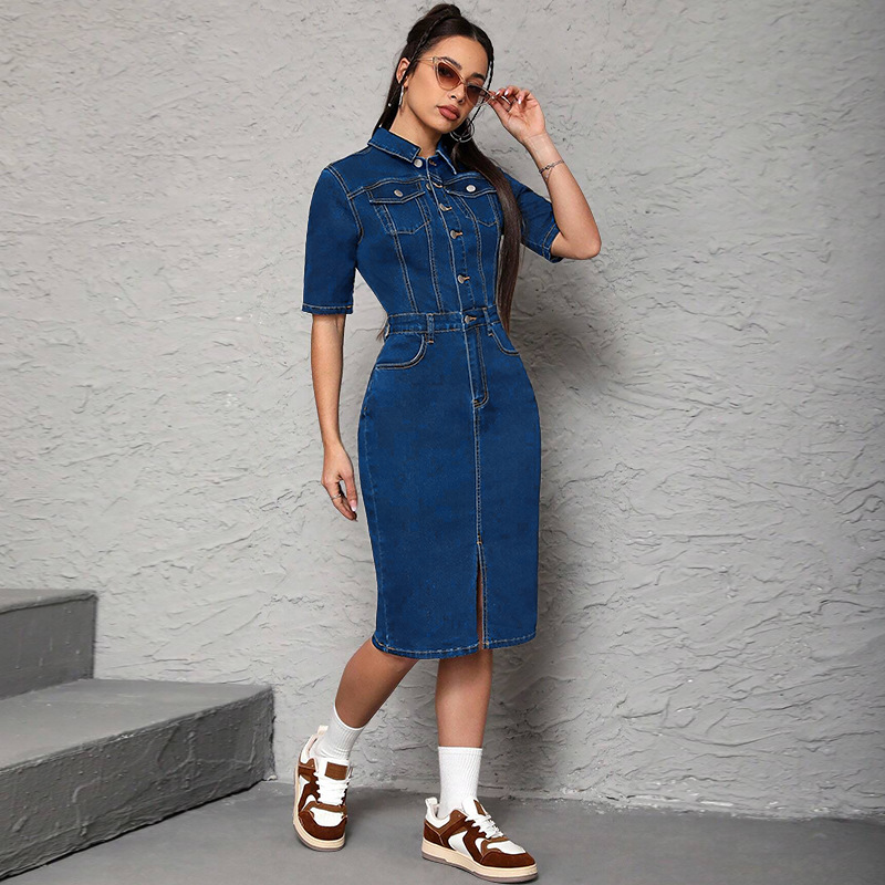 Women Long Dress Turn Down Col - Wrap Dress Work review and price