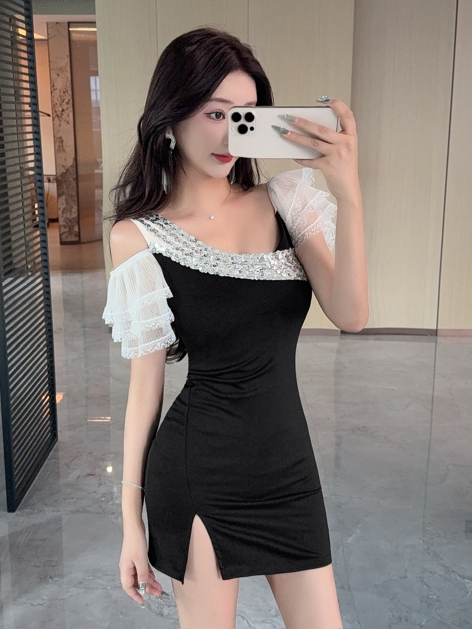 Sexy Lace Splice Short Wrap ar - Wrap Dress Work review and price
