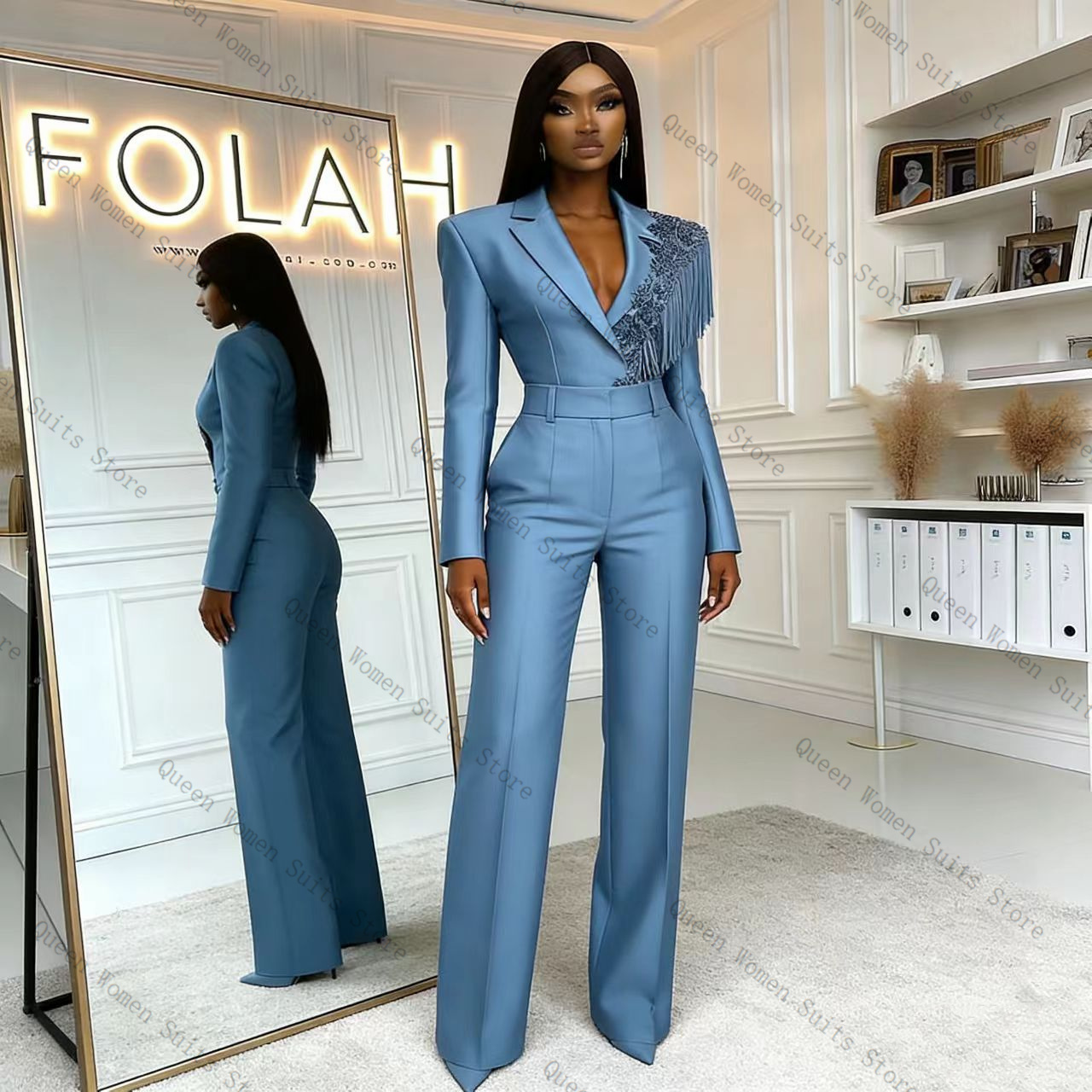 Tassel Blue Women Suit Pants S - Women'S Formal Wear For A Wedding review and price