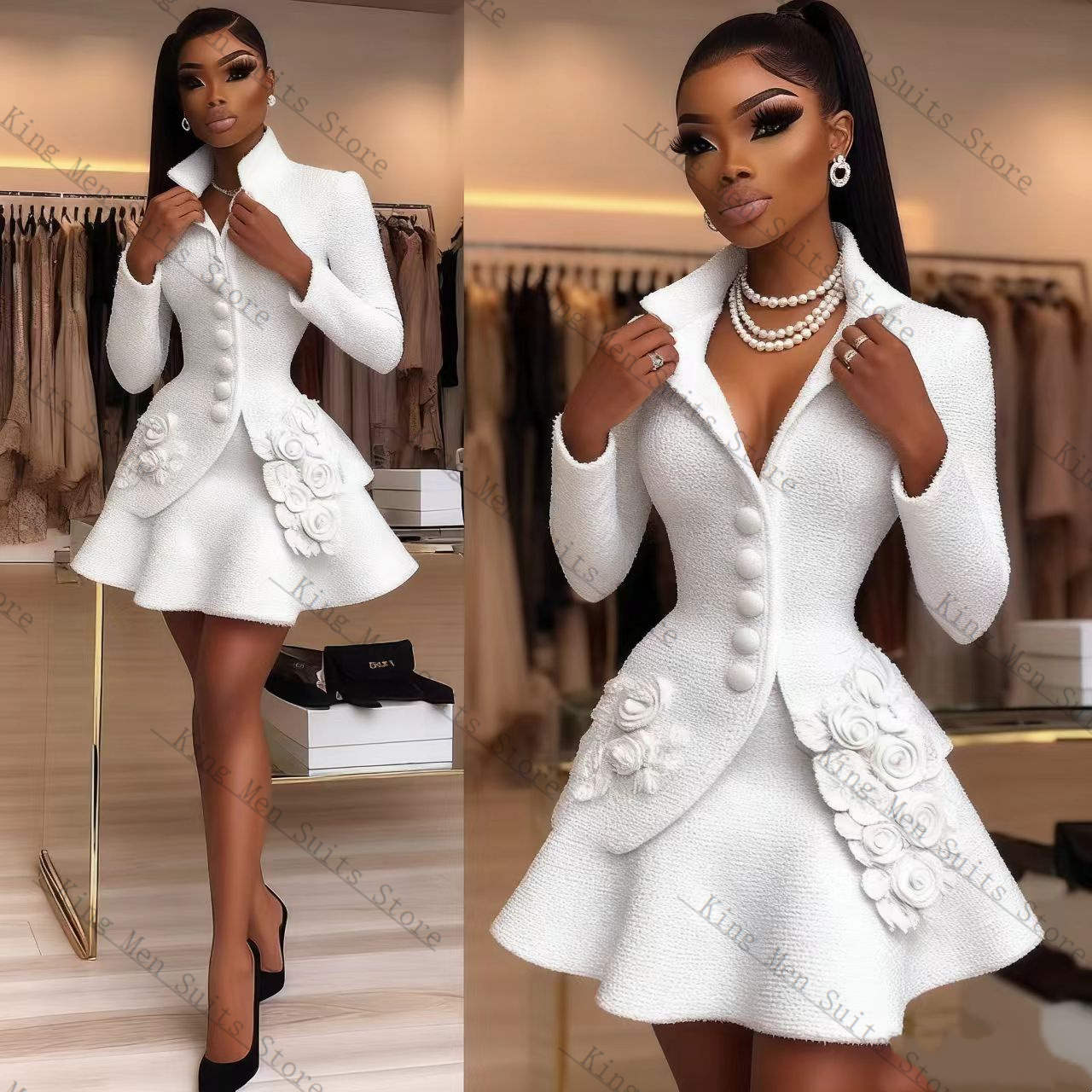 Luxury White Women Suit Set 2  - Women'S Formal Wear Wedding Guest review and price