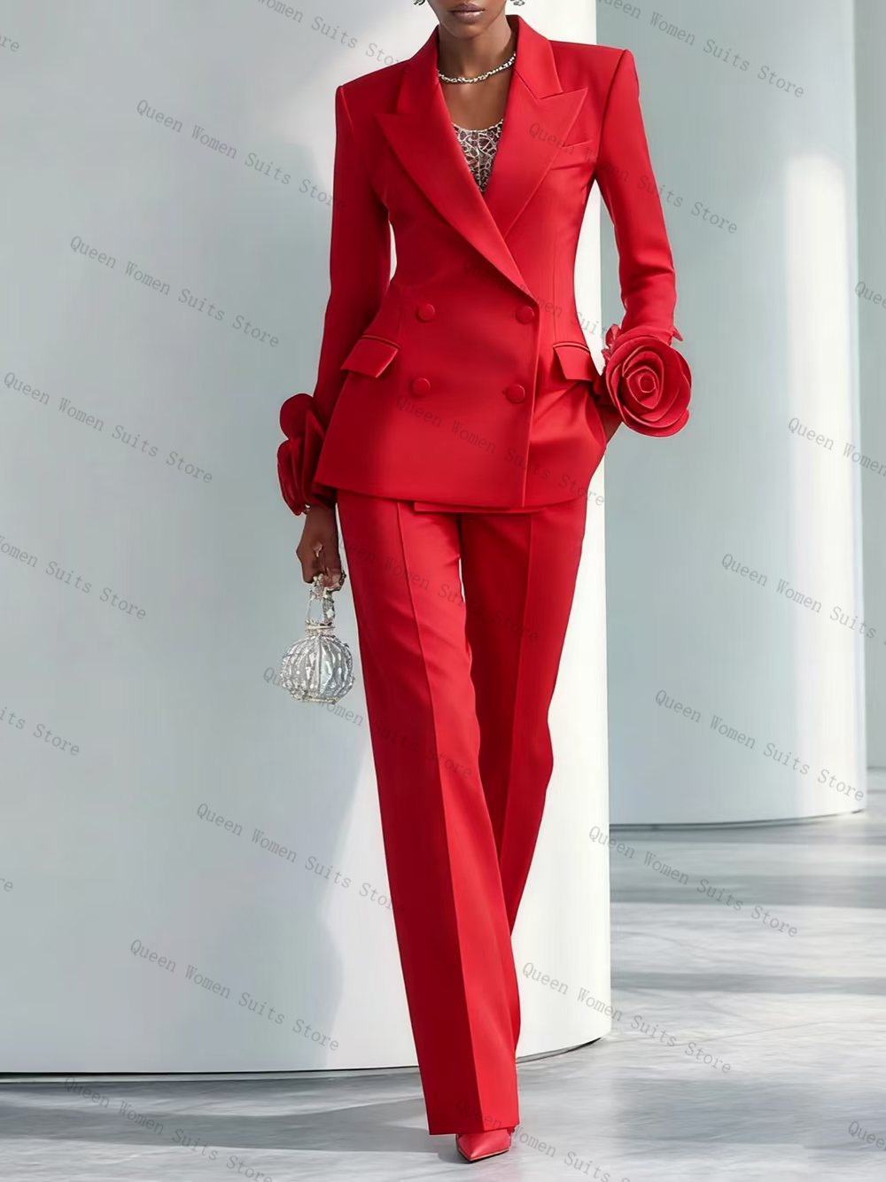 Luxury Red Women Suit Set 2 Pc - Women'S Formal Wear Wedding Guest review and price