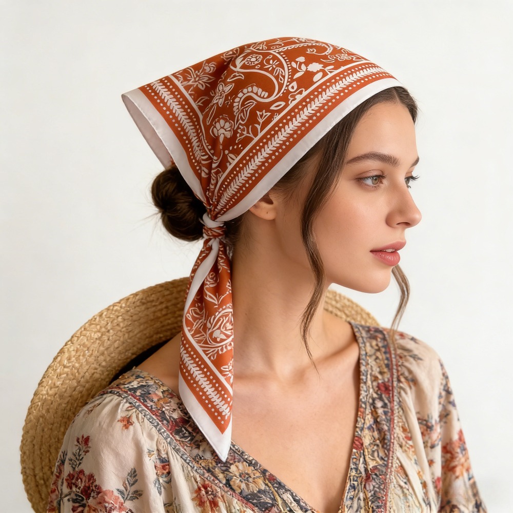 1Pc cashew print fashion silk  - Scarf Silk Neck review and price