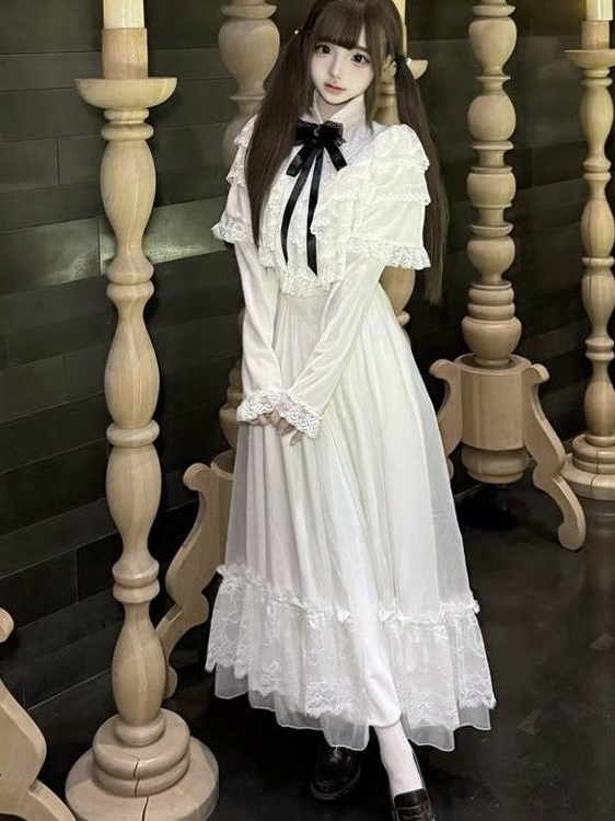 Japanese Short Sleeve Bow Lace - Women Formal Wear Outfits review and price